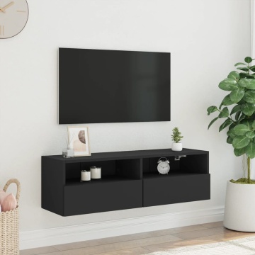 Comodă TV de perete, negru, 100x30x30 cm, lemn prelucrat - Img 3