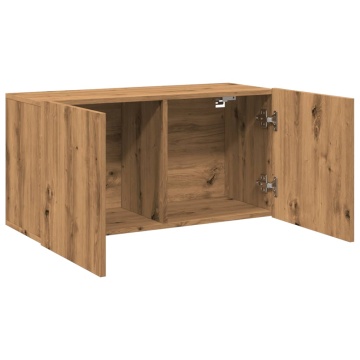 Comodă TV de perete, stejar artizanal, 80x30x41 cm - Img 5