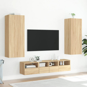 Comodă TV de perete stejar sonoma 40,5x30x102 cm lemn prelucrat - Img 4