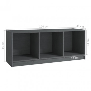 Comodă TV, gri, 104x33x41 cm, lemn masiv de pin - Img 7