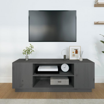 Comodă TV, gri, 110x35x40,5 cm, lemn masiv de pin - Img 3