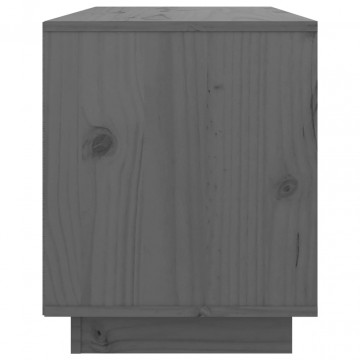 Comodă TV, gri, 74x35x44 cm, lemn masiv de pin - Img 8