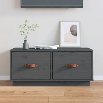 Comodă TV, gri, 80x34x35 cm, lemn masiv de pin - Img 1