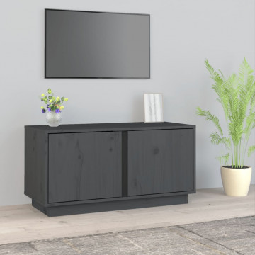 Comodă TV, gri, 80x35x40,5 cm, lemn masiv de pin - Img 1