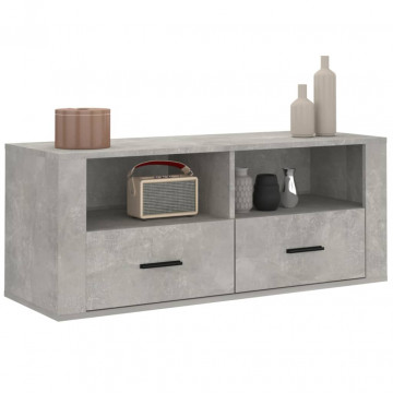 Comodă TV, gri beton, 100x35x40 cm, lemn prelucrat - Img 4