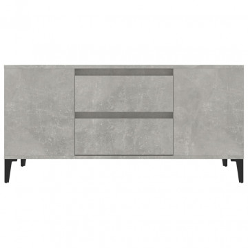 Comodă TV, gri beton, 102x44,5x50 cm, lemn prelucrat - Img 5
