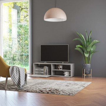 Comodă TV, gri beton, 120x34x37 cm, lemn prelucrat - Img 4