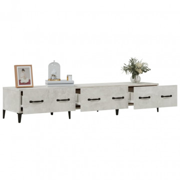 Comodă TV, gri beton, 150x34,5x30 cm, lemn prelucrat - Img 8