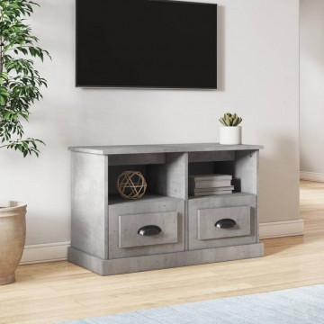 Comodă TV, gri beton, 80x35x50 cm, lemn prelucrat - Img 1
