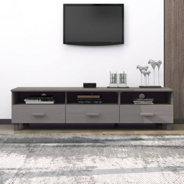 Comodă TV, gri deschis, 158x40x40 cm, lemn masiv de pin - Img 1