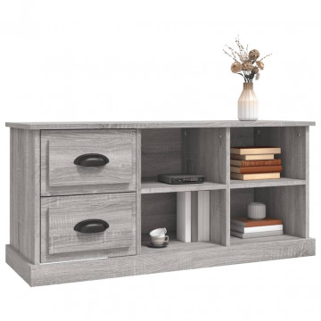 Comodă TV, gri sonoma, 102x35,5x47,5 cm, lemn prelucrat - Img 4