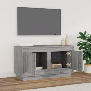 Comodă TV, gri sonoma, 80x35x45 cm, lemn prelucrat - Img 3
