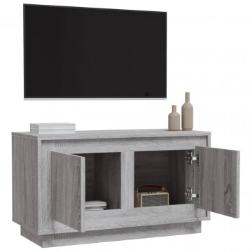 Comodă TV, gri sonoma, 80x35x45 cm, lemn prelucrat - Img 8