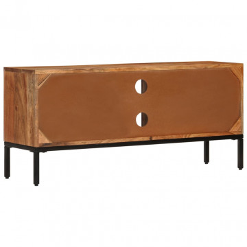 Comodă TV, maro miere & gri, 110x30x50 cm, lemn masiv de acacia - Img 8