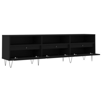 Comodă TV, negru, 150x30x44,5 cm, lemn prelucrat - Img 5