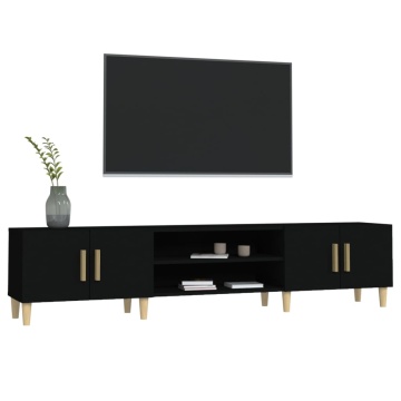 Comodă TV, negru, 180x31,5x40 cm, lemn prelucrat - Img 4