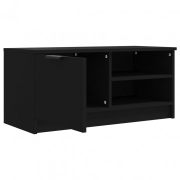 Comodă TV, negru, 80x35x36,5 cm, lemn prelucrat - Img 5