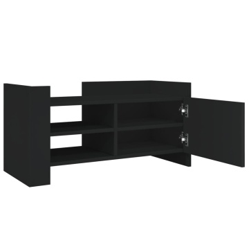 Comodă TV, negru, 80x35x40 cm, lemn prelucrat - Img 6