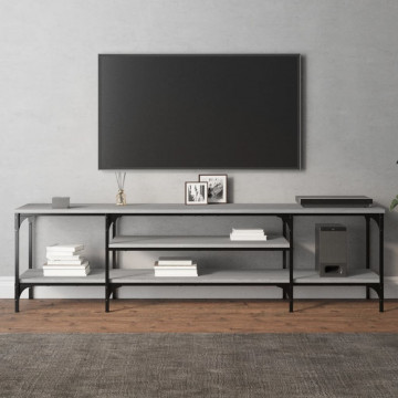 Comodă TV, sonoma gri, 161x35x45 cm, lemn prelucrat & fier - Img 1