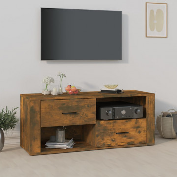 Comodă TV, stejar fumuriu, 100x35x40 cm, lemn prelucrat - Img 1