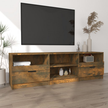 Comodă TV, stejar fumuriu, 150x33,5x45 cm, lemn prelucrat - Img 3