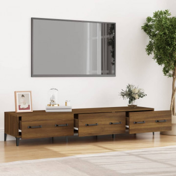 Comodă TV, stejar maro, 150x34,5x30 cm, lemn prelucrat - Img 3