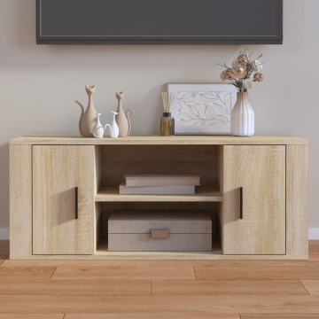 Comodă TV, stejar sonoma, 100x35x40 cm, lemn prelucrat - Img 1