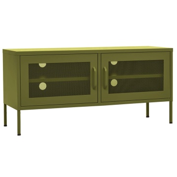 Comodă TV, verde măsliniu, 105x35x50 cm, oțel - Img 2