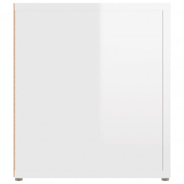 Comode TV, 2 buc., alb extralucios 80x31,5x36 cm lemn prelucrat - Img 7