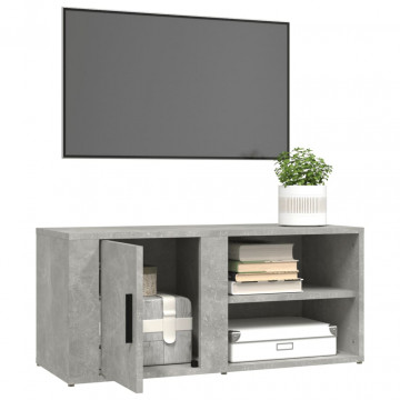Comode TV, 2 buc., gri beton, 80x31,5x36 cm, lemn prelucrat - Img 8
