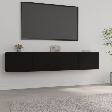 Comode TV, 2 buc., negru, 80x30x30 cm, lemn compozit - Img 1