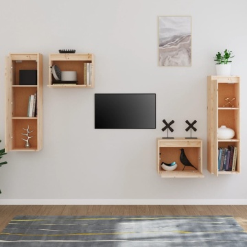 Comode TV, 4 buc., lemn masiv de pin - Img 3