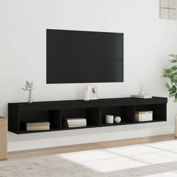 Comode TV cu lumini LED, 2 buc., negru, 100x30x30 cm - Img 8