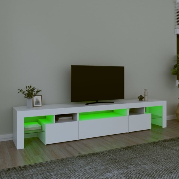 Comode TV cu lumini LED, alb，215x36,5x40 - Img 4