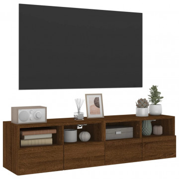 Comode TV de perete, 2 buc., stejar maro, 60x30x30 cm, lemn - Img 5
