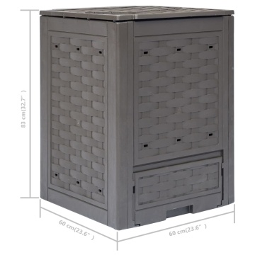 Compostoare grădină 2 buc. maro 60x60x83 cm 600 L plastic ratan - Img 6