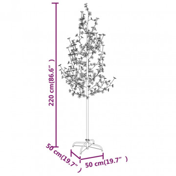 Copac cu flori de cireș cu LED, 220 LED-uri alb calde, 220 cm - Img 7