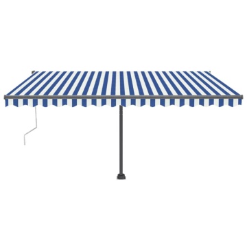 Copertină automată cu senzor vânt&LED, albastru&alb, 400x300 cm - Img 4