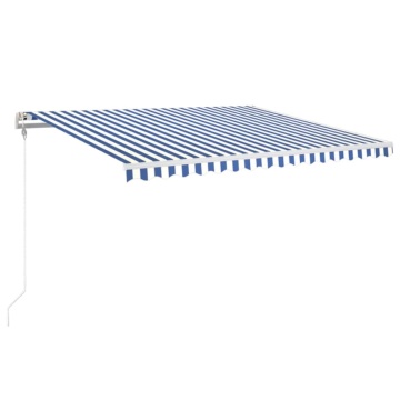 Copertină automată cu senzor vânt&LED, albastru/alb, 400x350 cm - Img 2