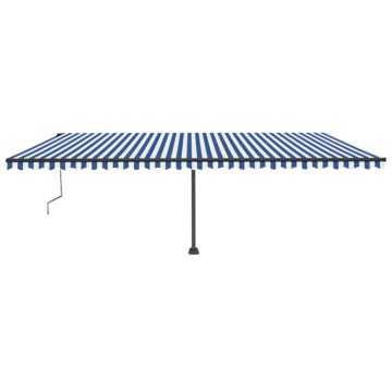 Copertină automată cu senzor vânt&LED, albastru&alb, 600x300 cm - Img 3