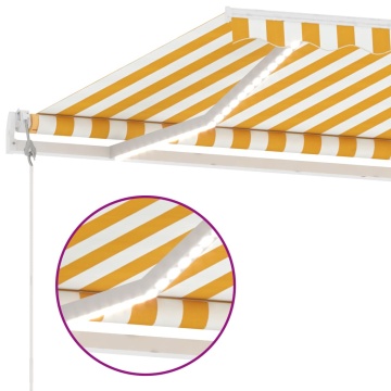 Copertină automată cu senzor vânt&LED, galben/alb, 450x300 cm - Img 8