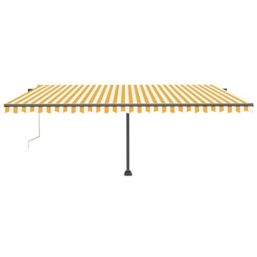 Copertină automată cu senzor vânt&LED, galben/alb, 500x300 cm - Img 3