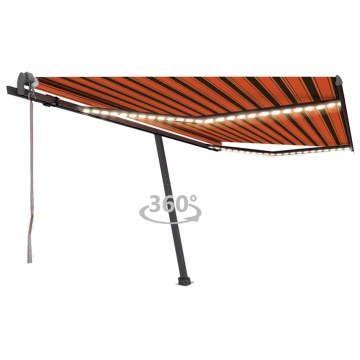 Copertină automată senzor vânt&LED, portocaliu&maro, 400x300 cm - Img 1