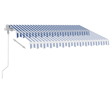 Copertină autonomă retractabilă automat albastru&alb 350x250 cm - Img 5