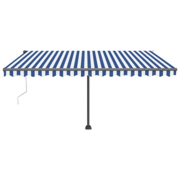 Copertină autonomă retractabilă automat albastru&alb 400x350 cm - Img 3