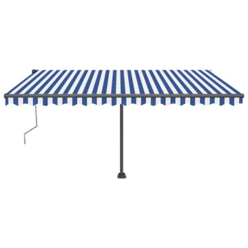 Copertină autonomă retractabilă automat albastru&alb 450x350 cm - Img 3