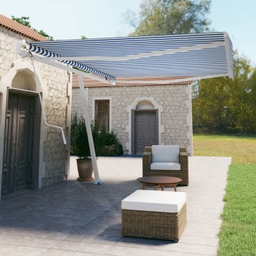Copertină autonomă retractabilă automat albastru&alb 500x350 cm - Img 1