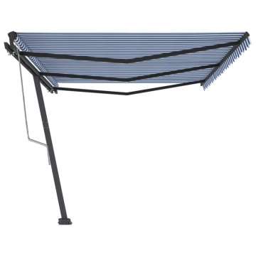 Copertină autonomă retractabilă automat albastru/alb 600x300 cm - Img 4