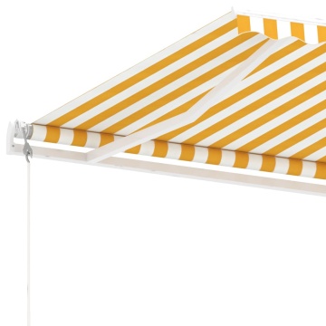 Copertină autonomă retractabilă automat, galben&alb, 350x250 cm - Img 6