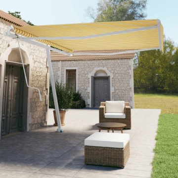 Copertină autonomă retractabilă automat galben&alb 400x350 cm - Img 1